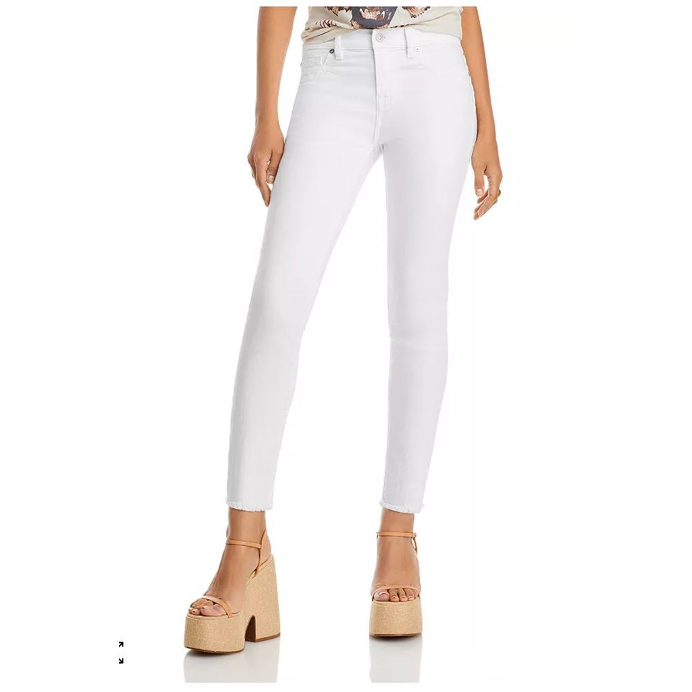 7 For All Mankind Jeans Roxanne Ankle Skinny Mid-Rise Raw Hem Women's 26